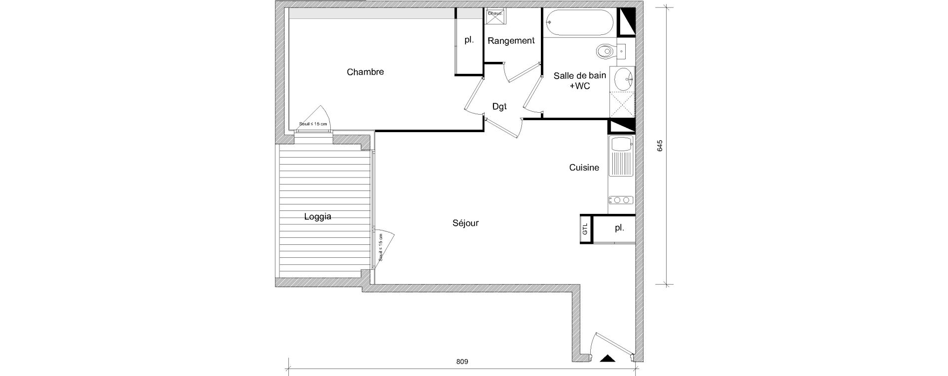 Appartement T2 de 45,47 m2 &agrave; Toulouse Soupetard