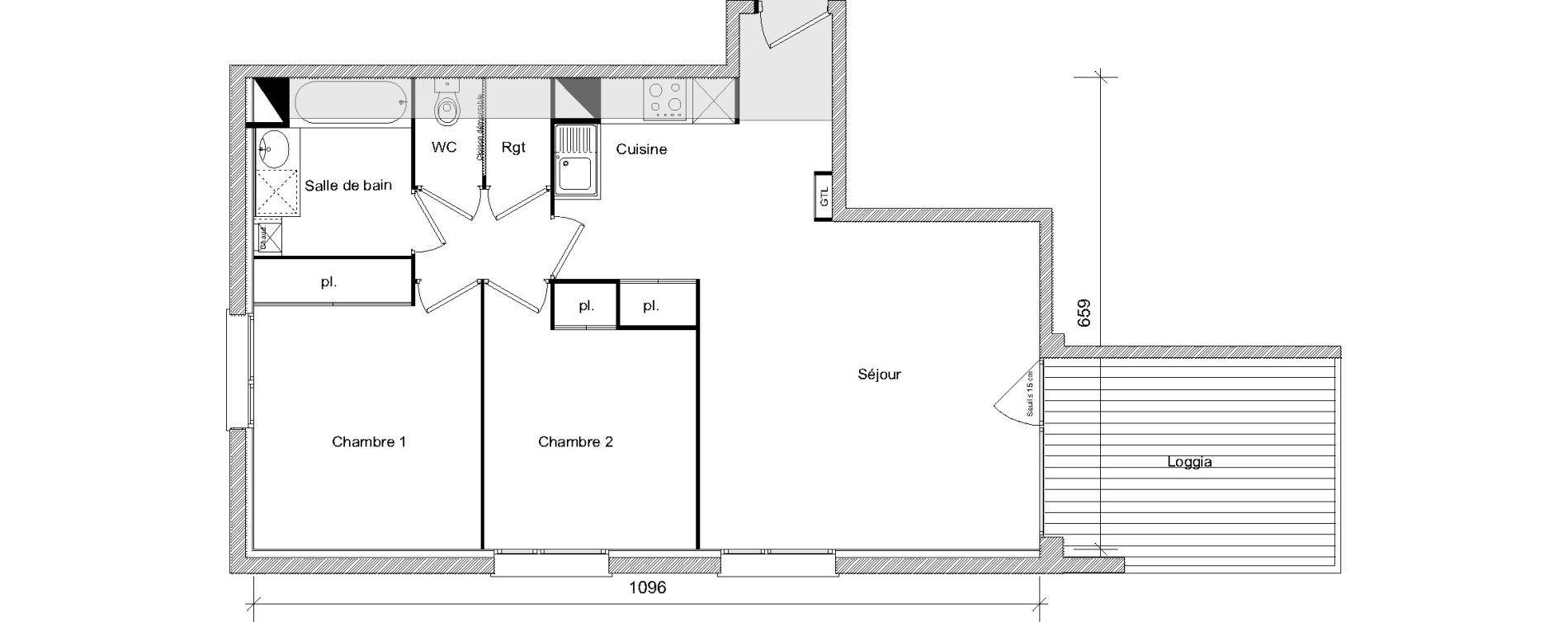 Appartement T3 de 65,41 m2 &agrave; Toulouse Soupetard