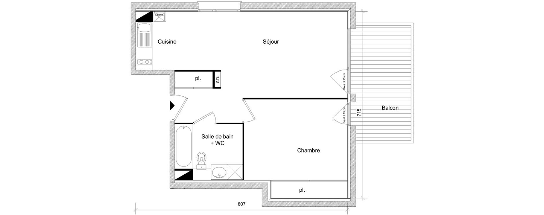 Appartement T2 de 46,73 m2 &agrave; Toulouse Soupetard