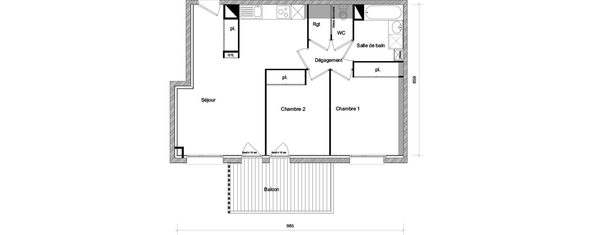 Appartement T3 de 60,17 m2 &agrave; Toulouse Soupetard