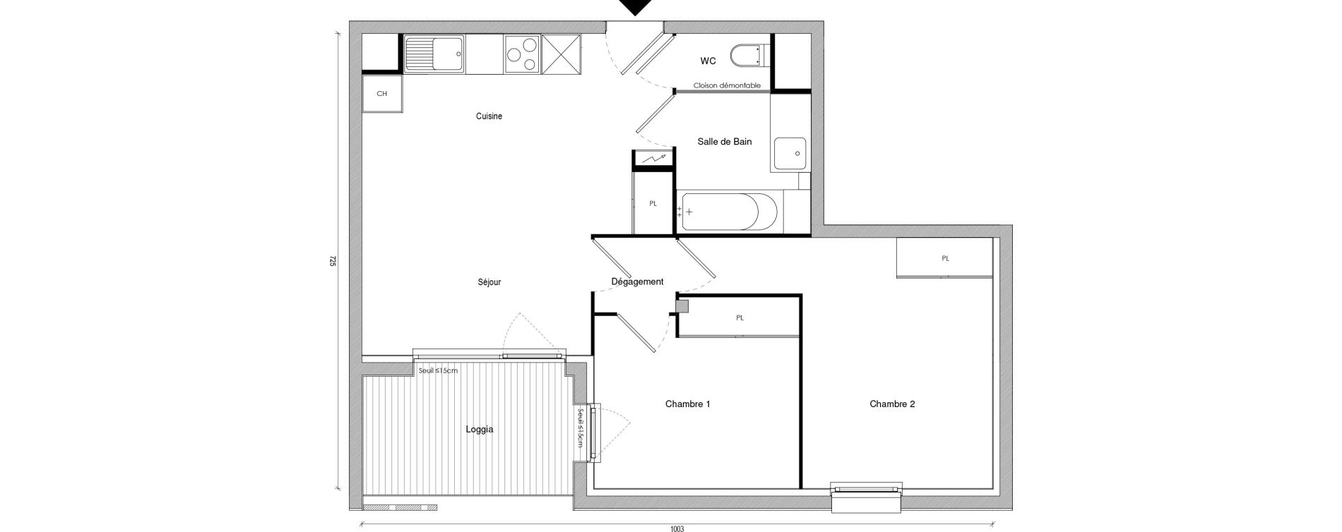 Appartement T3 de 53,23 m2 &agrave; Toulouse Soupetard