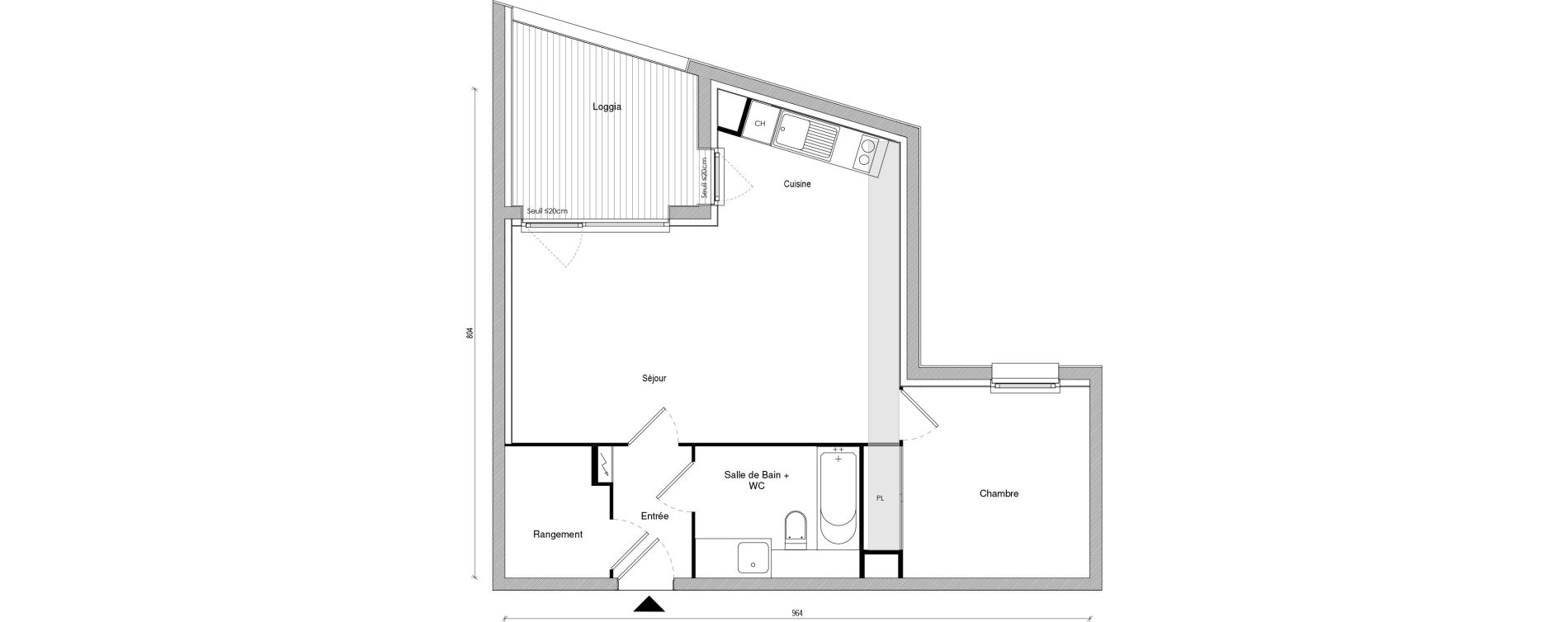 Appartement T2 de 51,01 m2 &agrave; Toulouse Soupetard