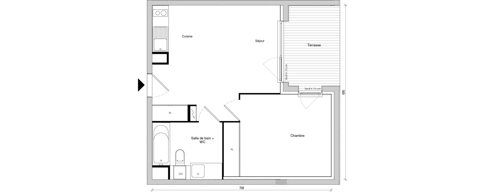 Appartement T2 de 39,77 m2 &agrave; Toulouse Soupetard
