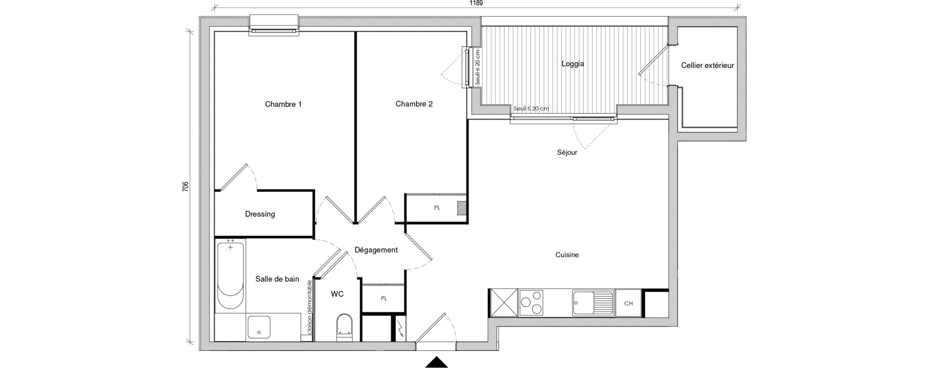 Appartement T3 de 59,09 m2 &agrave; Toulouse Soupetard
