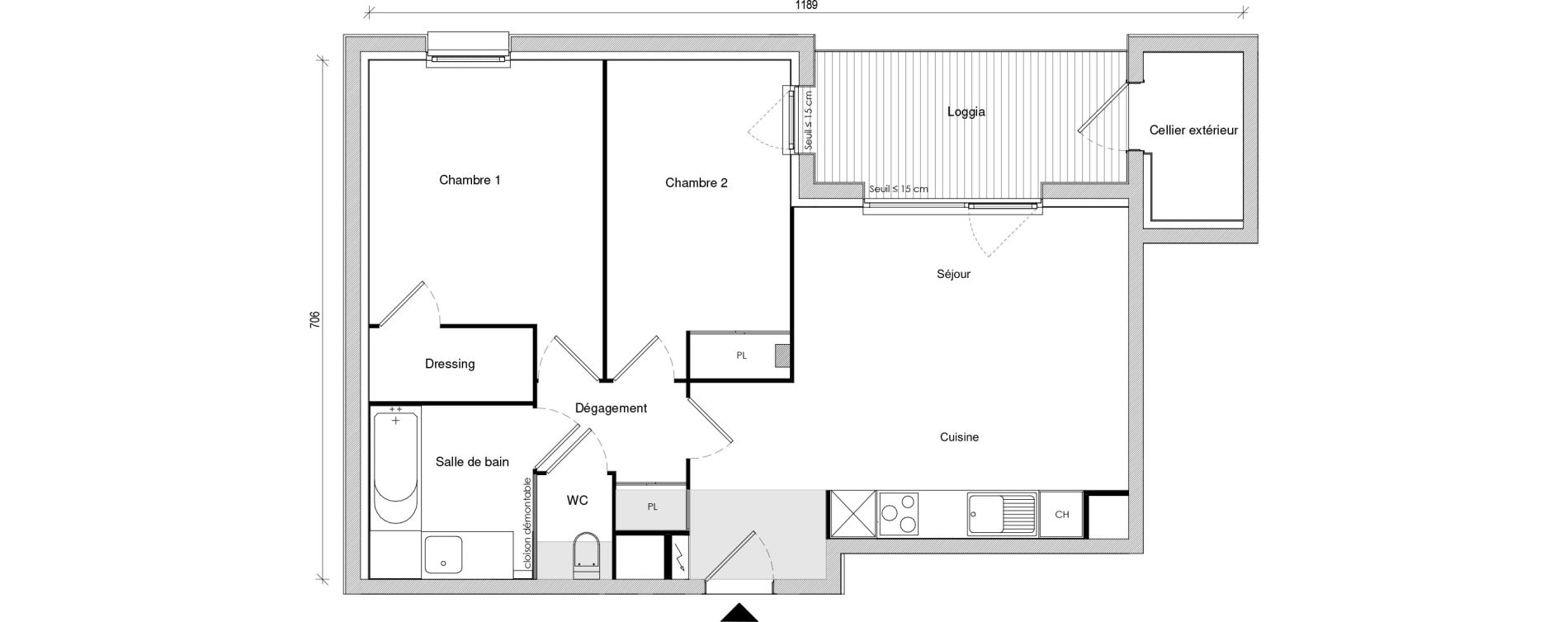 Appartement T3 de 59,09 m2 &agrave; Toulouse Soupetard