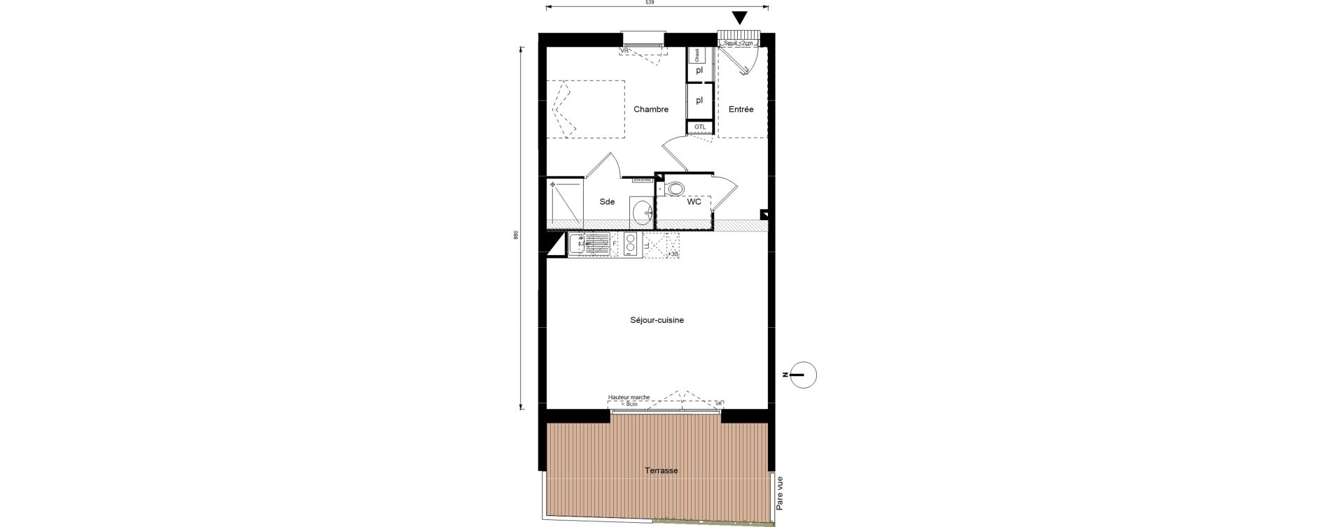 Appartement T2 de 46,40 m2 &agrave; Toulouse Lardenne