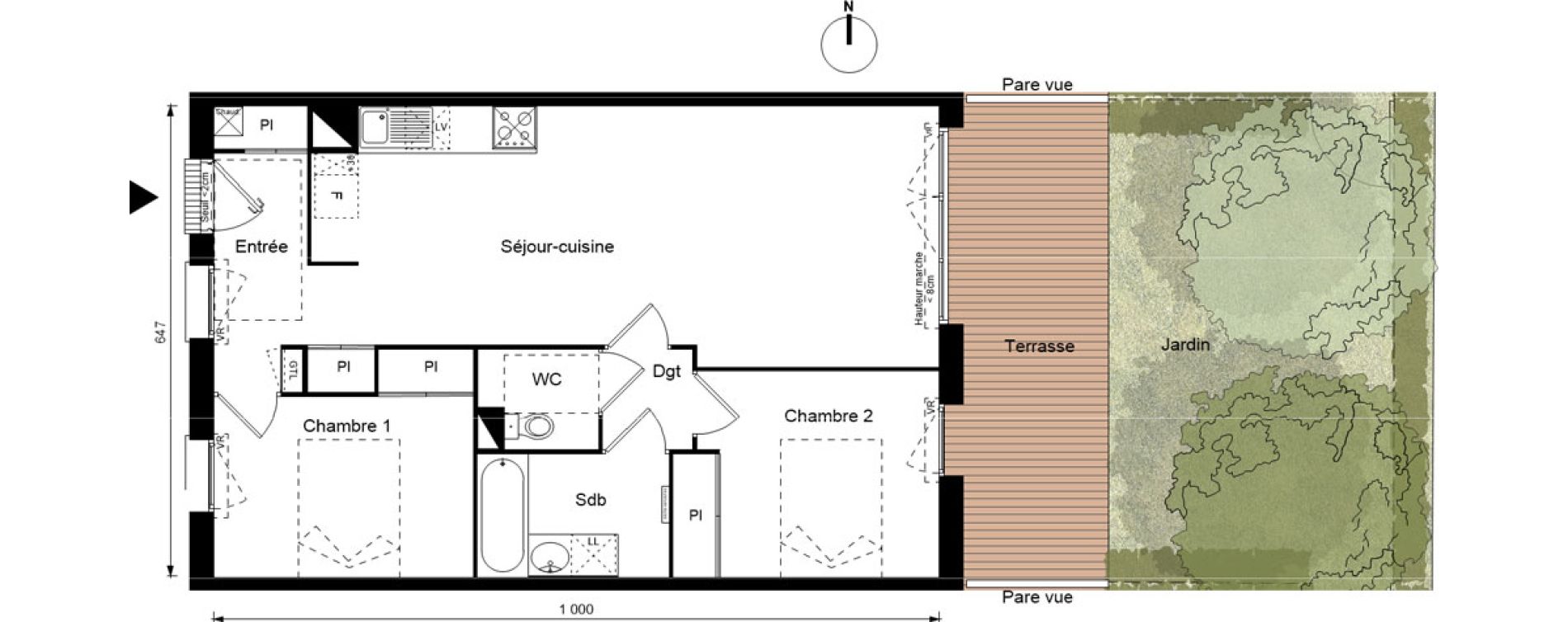 Appartement T3 de 62,84 m2 &agrave; Toulouse Lardenne