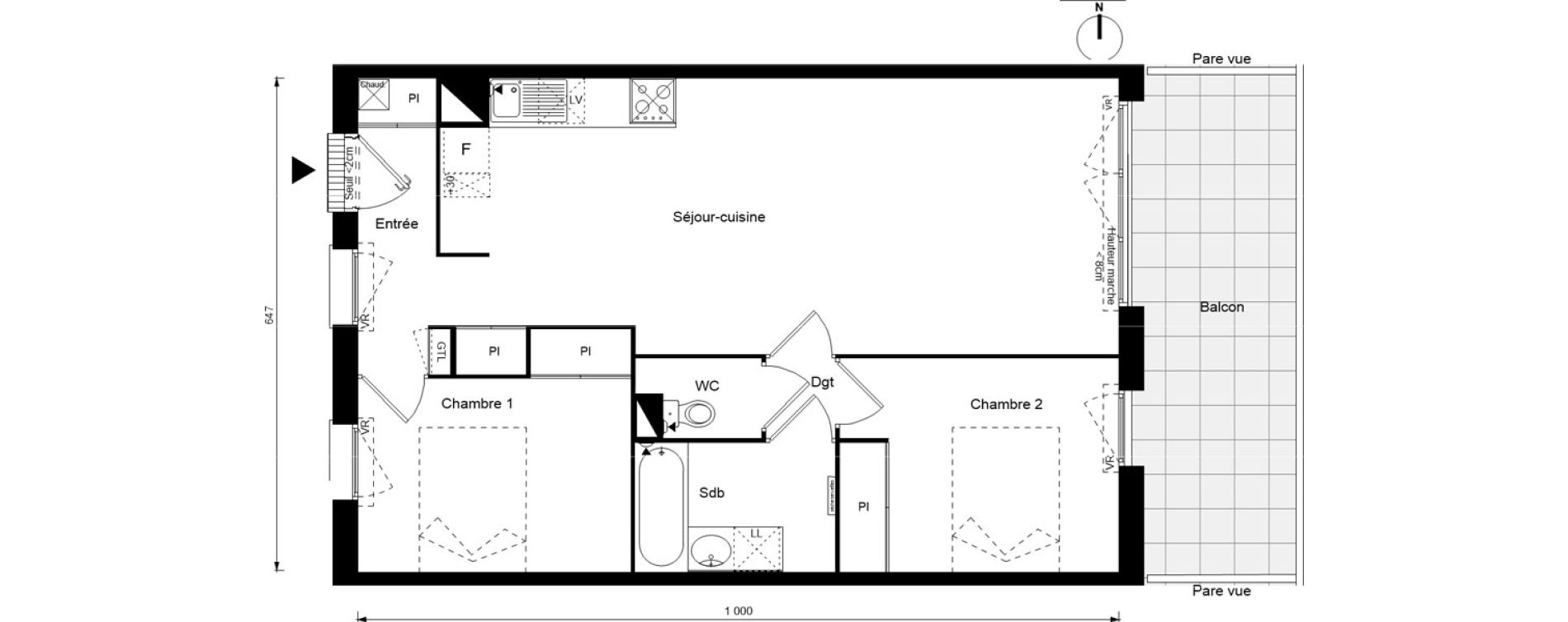 Appartement T3 de 62,90 m2 &agrave; Toulouse Lardenne