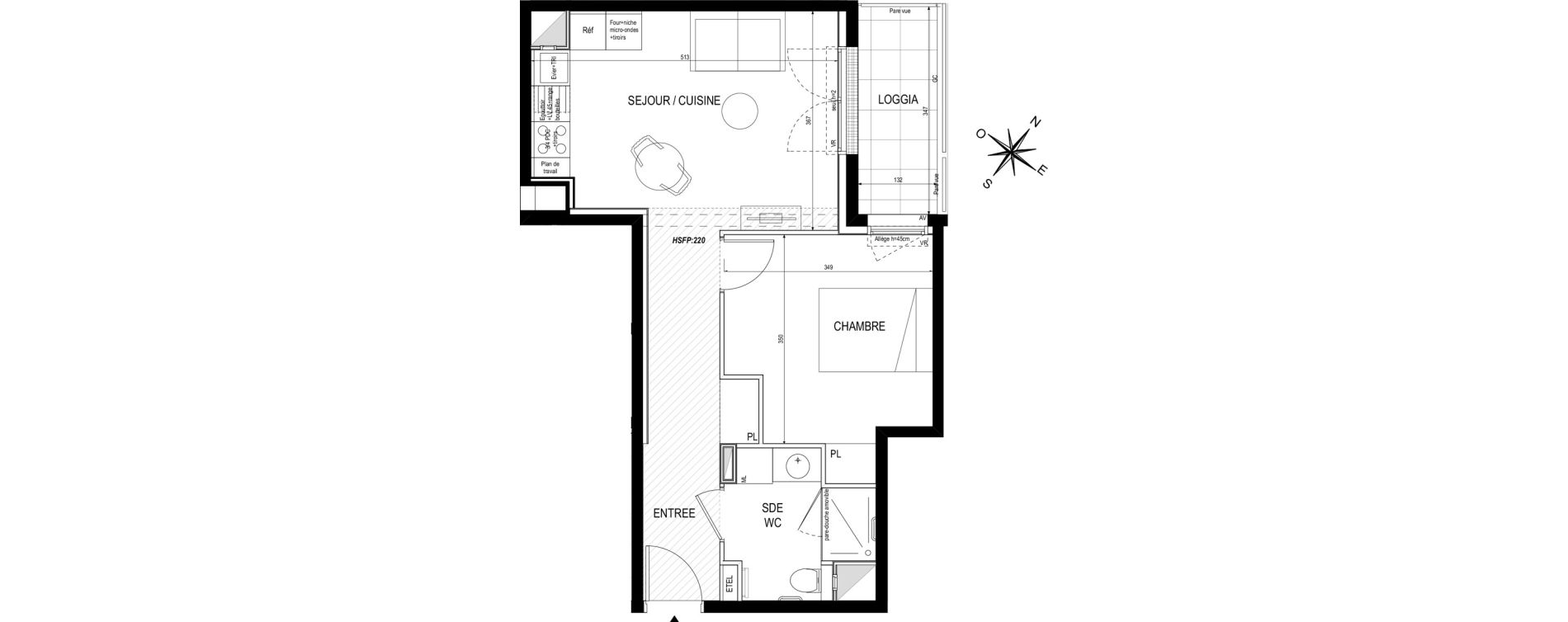 Appartement T2 meubl&eacute; de 42,60 m2 &agrave; Toulouse Roseraie