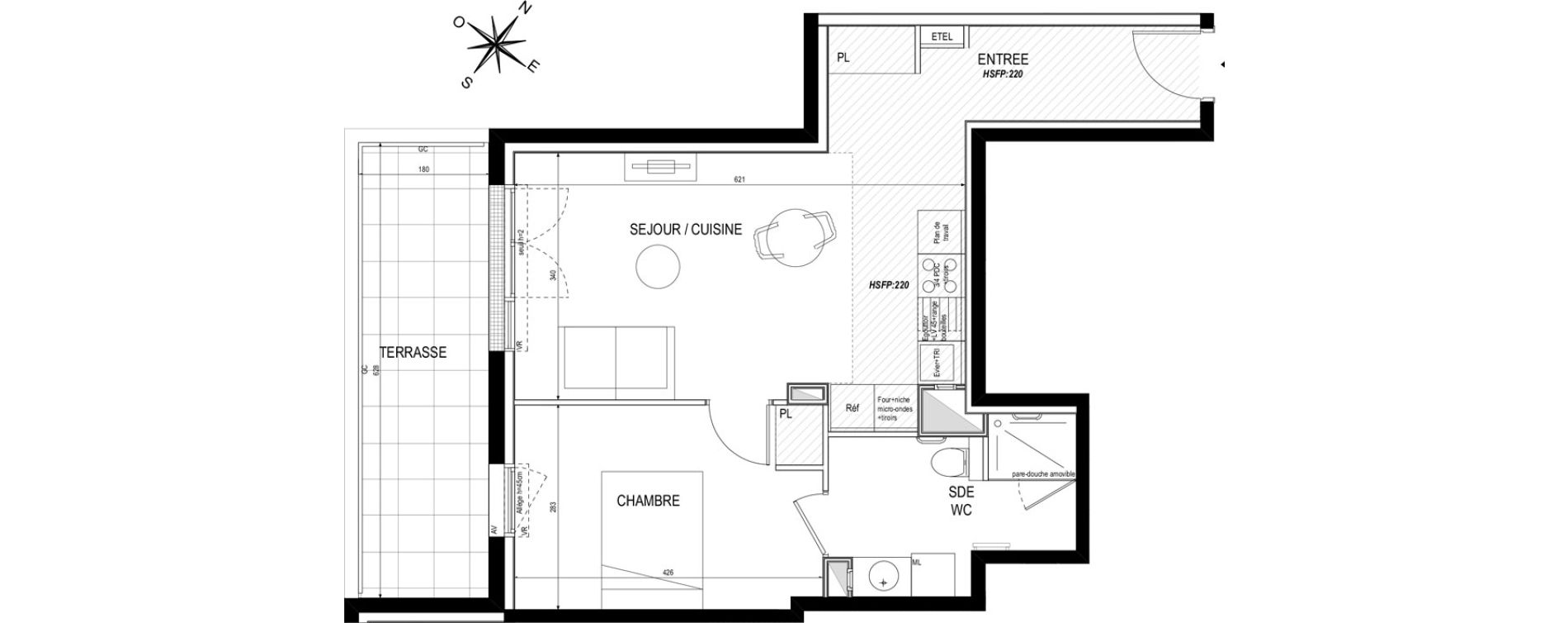 Appartement T2 meubl&eacute; de 47,30 m2 &agrave; Toulouse Roseraie