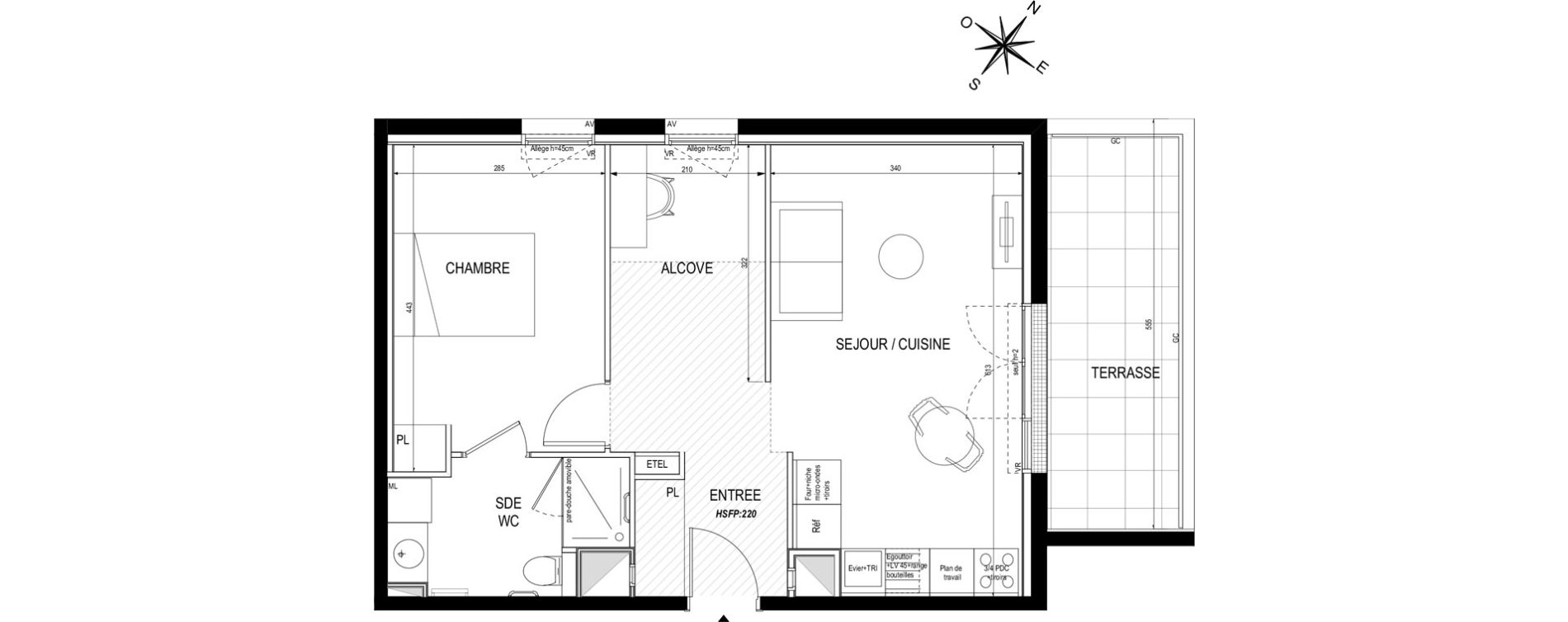 Appartement T2 meubl&eacute; de 49,90 m2 &agrave; Toulouse Roseraie