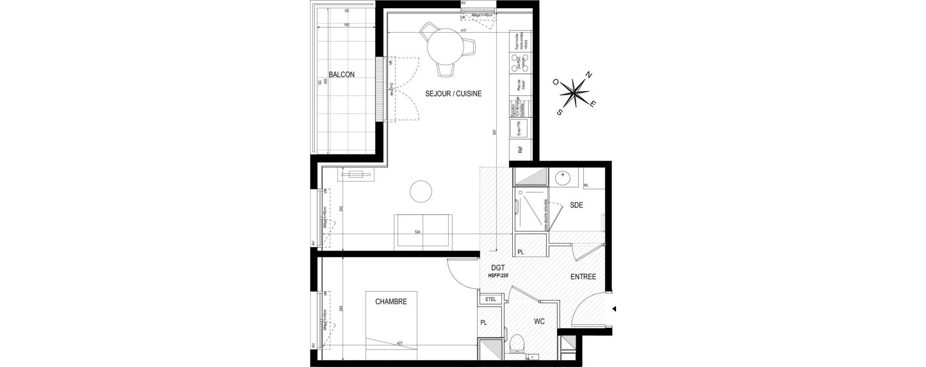 Appartement T2 meubl&eacute; de 54,60 m2 &agrave; Toulouse Roseraie