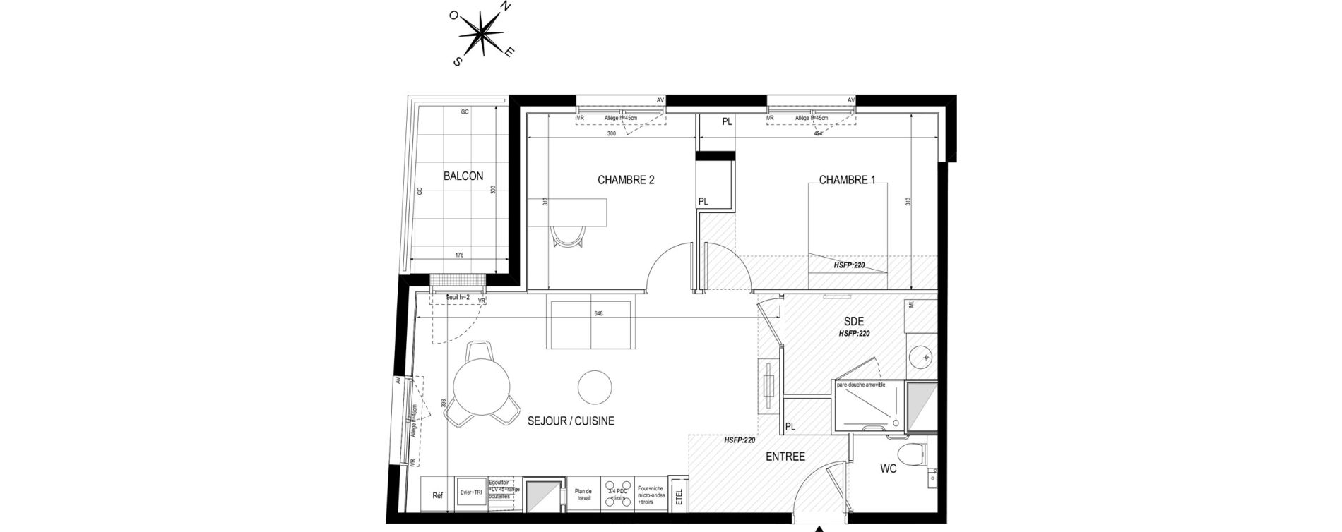 Appartement T3 meubl&eacute; de 57,60 m2 &agrave; Toulouse Roseraie