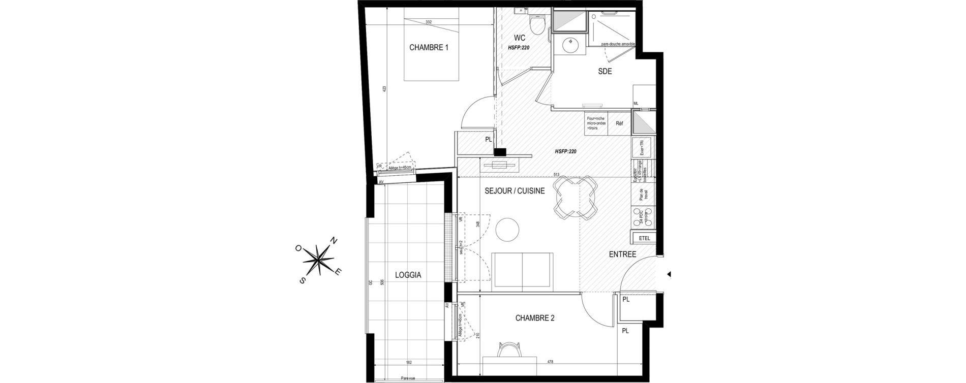 Appartement T3 meubl&eacute; de 54,40 m2 &agrave; Toulouse Roseraie