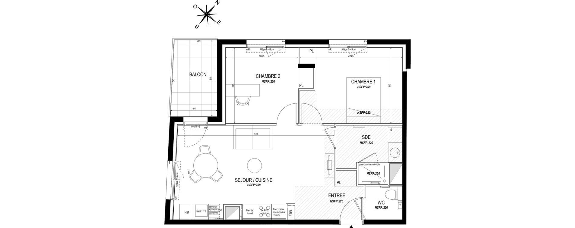 Appartement T3 meubl&eacute; de 57,60 m2 &agrave; Toulouse Roseraie