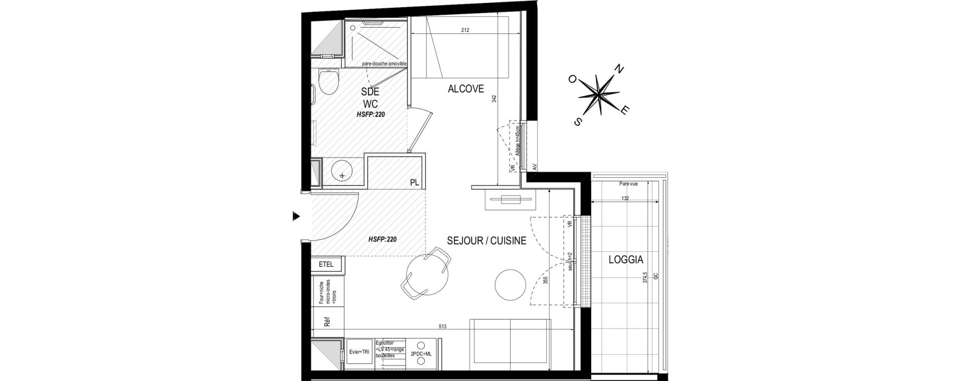 Appartement T1 meubl&eacute; de 30,10 m2 &agrave; Toulouse Roseraie