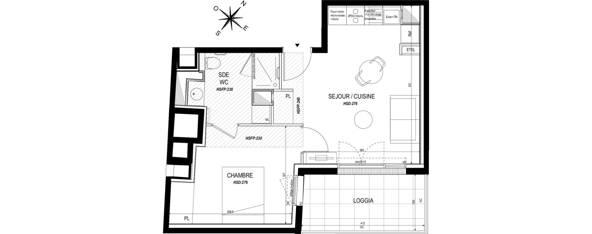 Appartement T2 meubl&eacute; de 38,50 m2 &agrave; Toulouse Roseraie