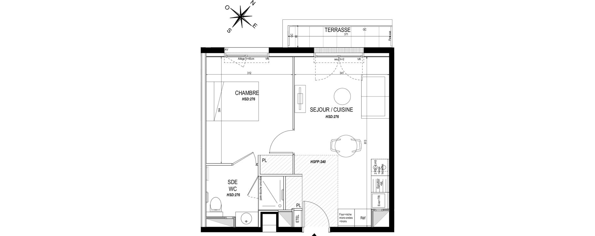 Appartement T2 meubl&eacute; de 38,00 m2 &agrave; Toulouse Roseraie