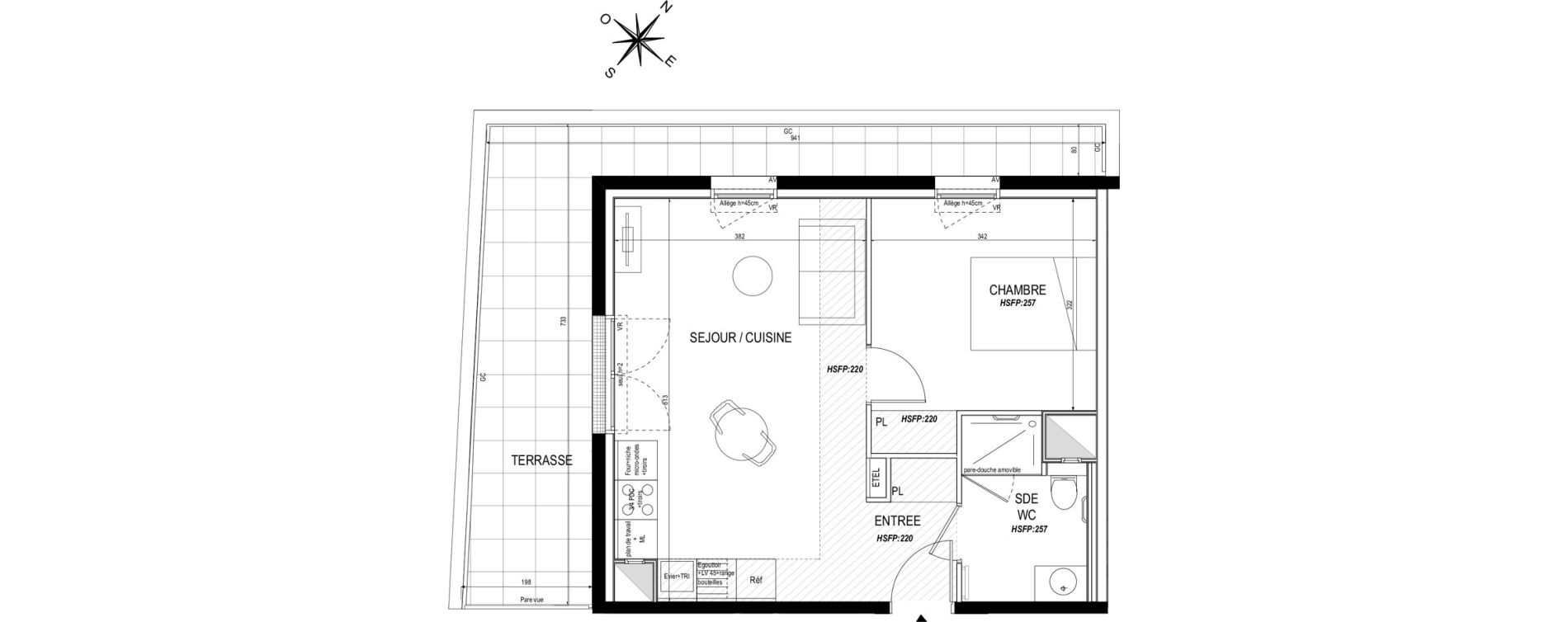 Appartement T2 meubl&eacute; de 42,50 m2 &agrave; Toulouse Roseraie