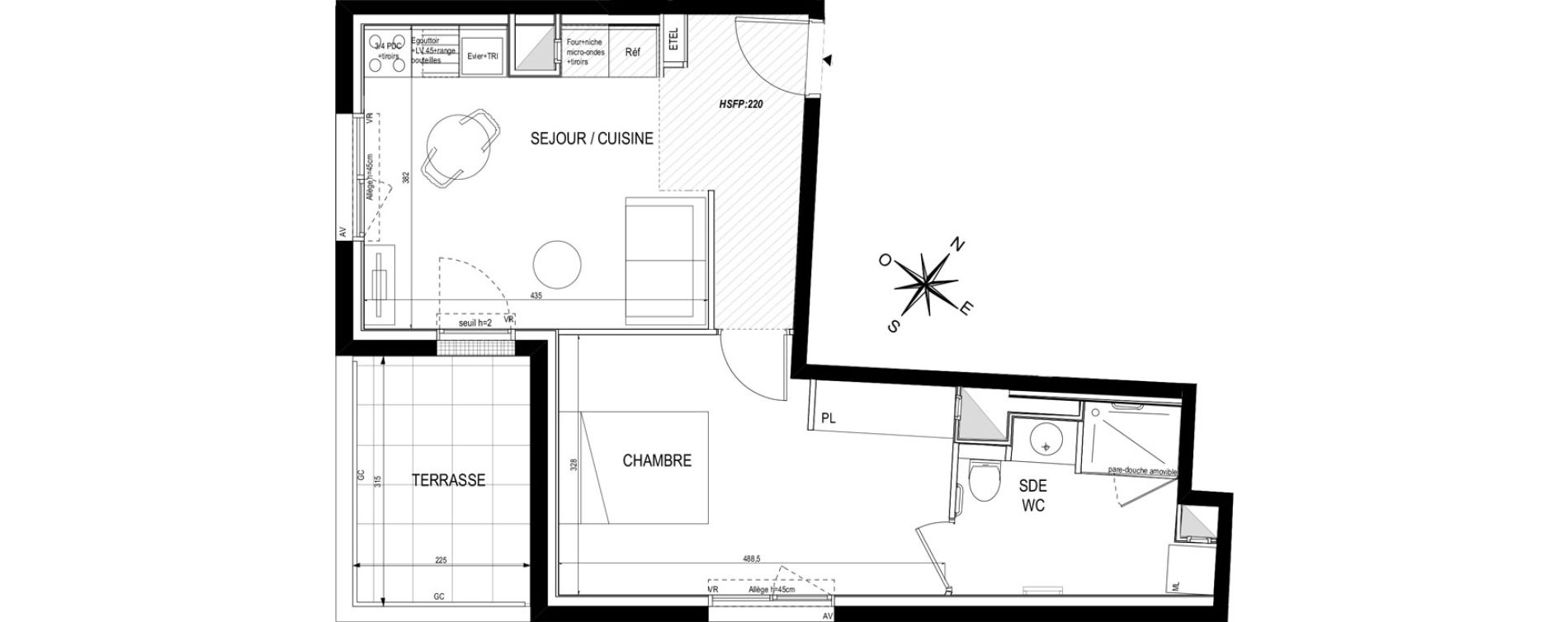 Appartement T2 meubl&eacute; de 42,00 m2 &agrave; Toulouse Roseraie