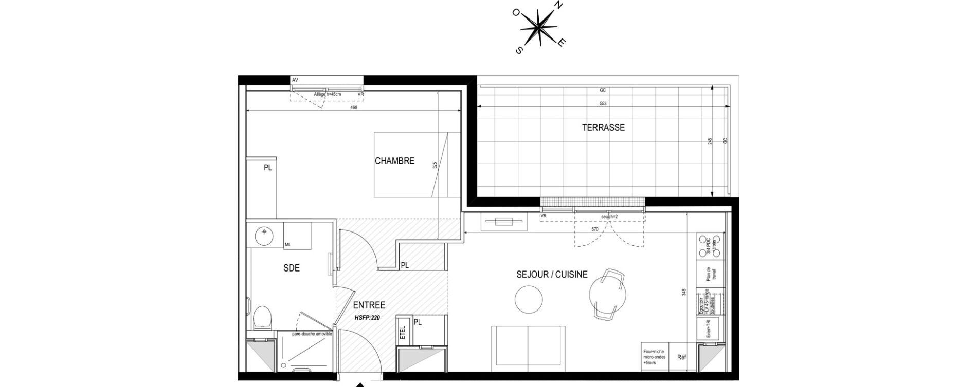 Appartement T2 meubl&eacute; de 46,10 m2 &agrave; Toulouse Roseraie