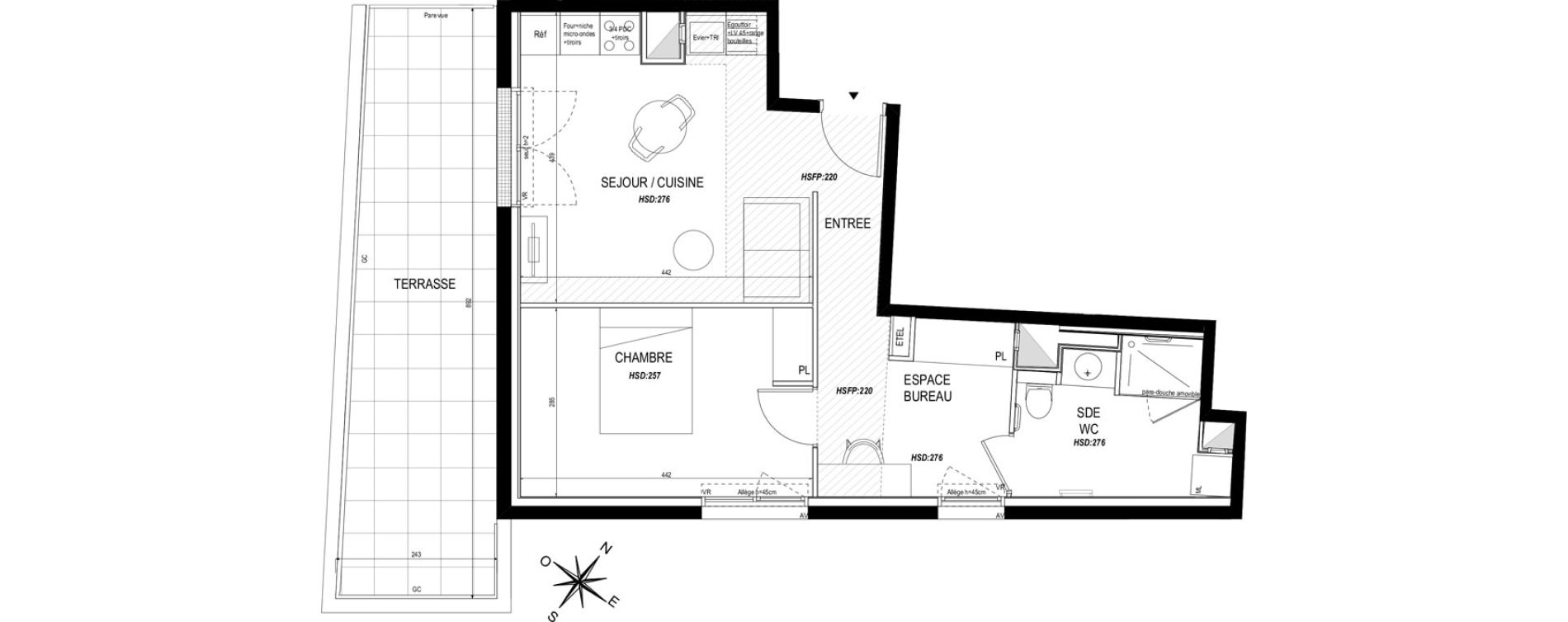Appartement T2 meubl&eacute; de 47,60 m2 &agrave; Toulouse Roseraie