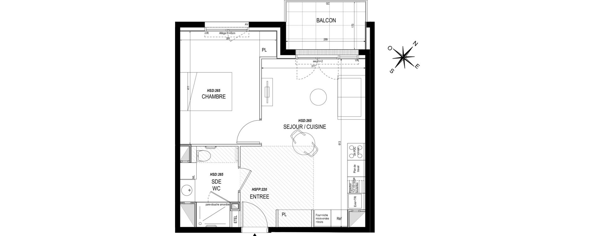 Appartement T2 meubl&eacute; de 42,60 m2 &agrave; Toulouse Roseraie