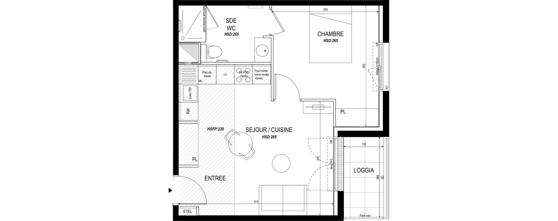Appartement T2 meubl&eacute; de 40,30 m2 &agrave; Toulouse Roseraie