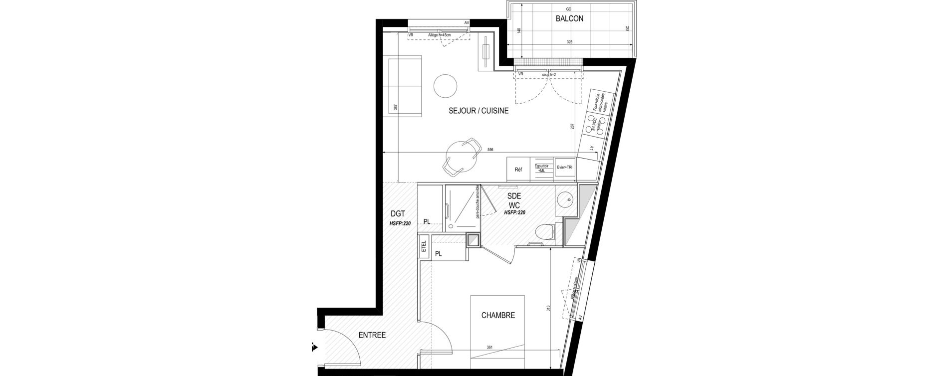 Appartement T2 meubl&eacute; de 44,20 m2 &agrave; Toulouse Roseraie