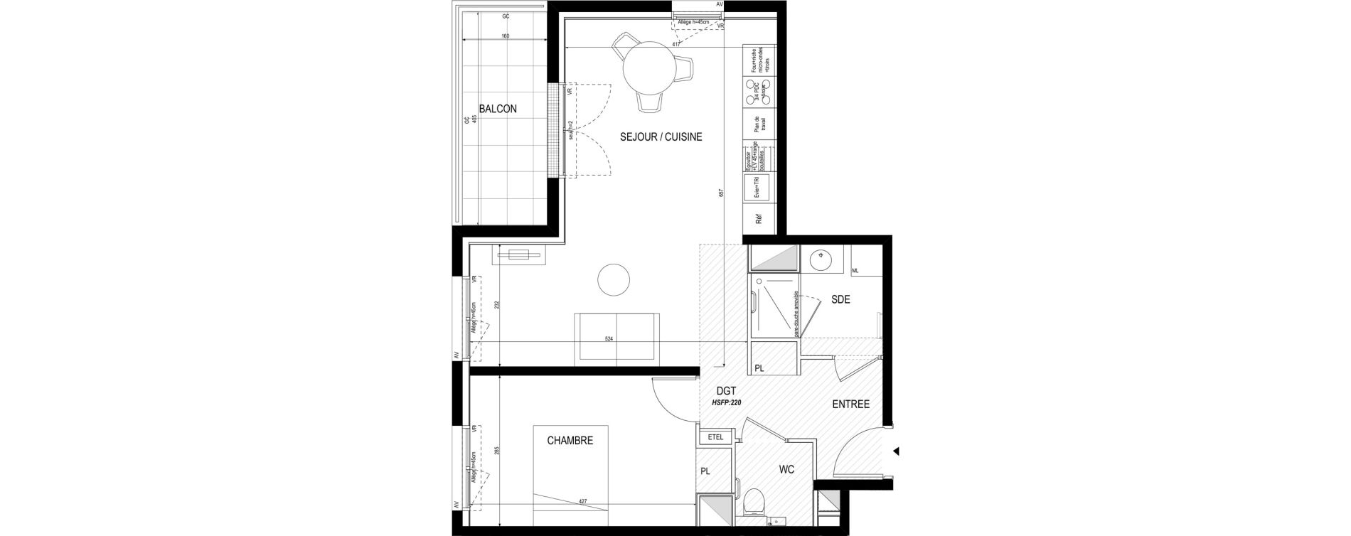 Appartement T2 meubl&eacute; de 54,60 m2 &agrave; Toulouse Roseraie
