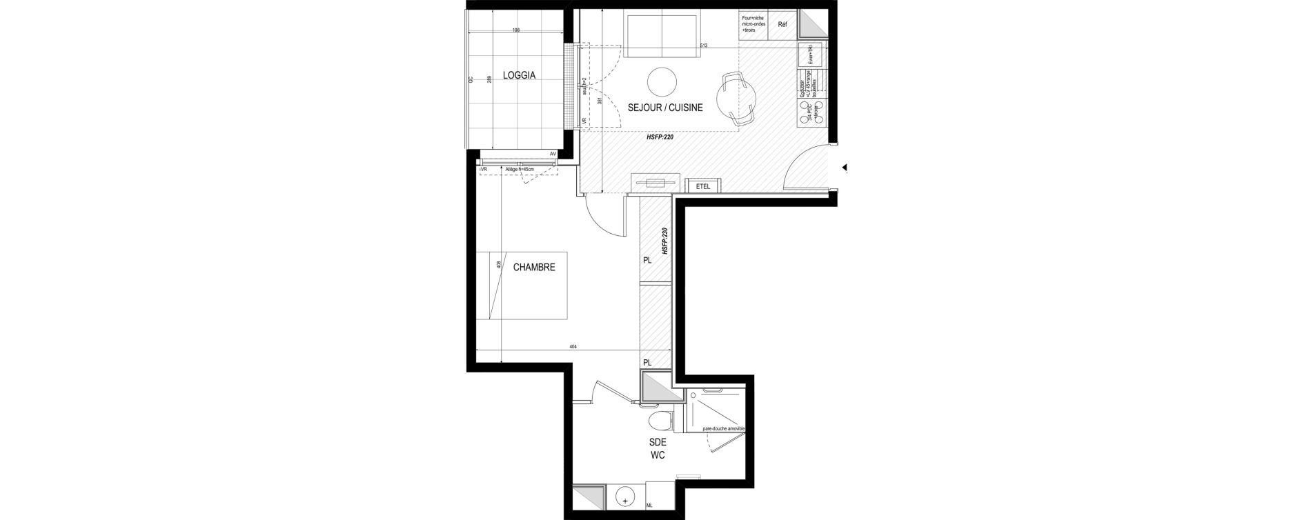 Appartement T2 meubl&eacute; de 42,30 m2 &agrave; Toulouse Roseraie