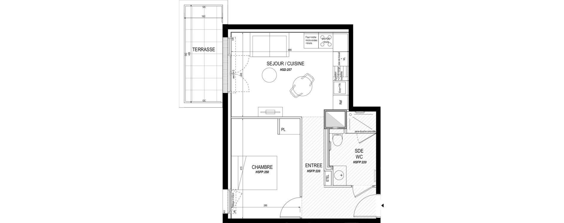 Appartement T2 meubl&eacute; de 40,40 m2 &agrave; Toulouse Roseraie