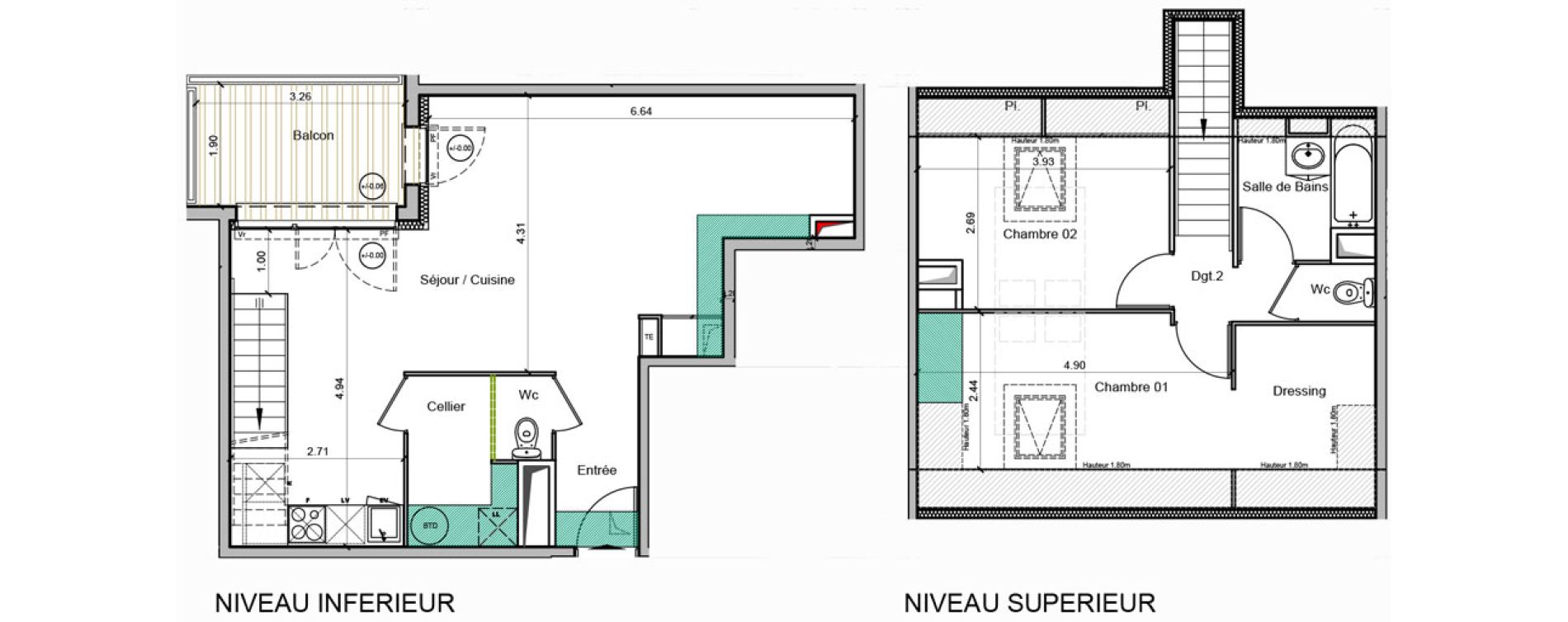 Duplex T3 de 77,01 m2 &agrave; Toulouse Minimes