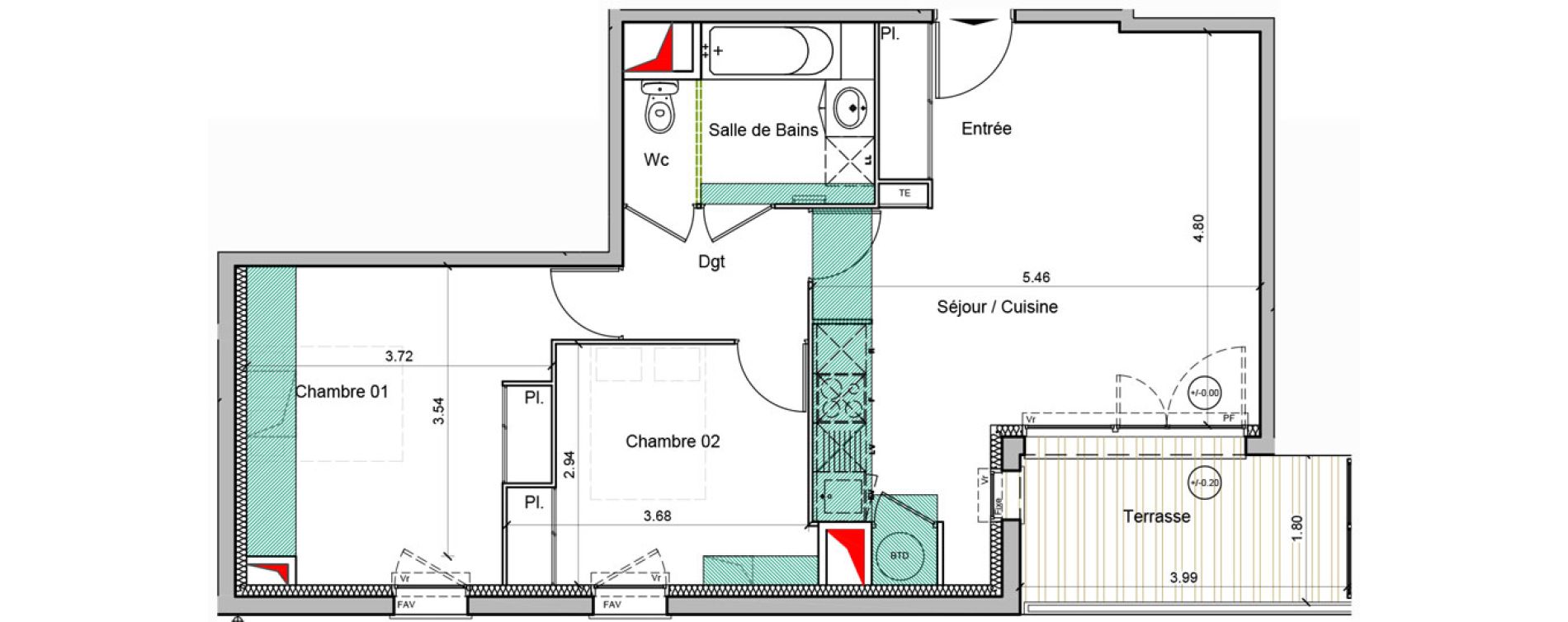 Appartement T3 de 62,00 m2 &agrave; Toulouse Minimes