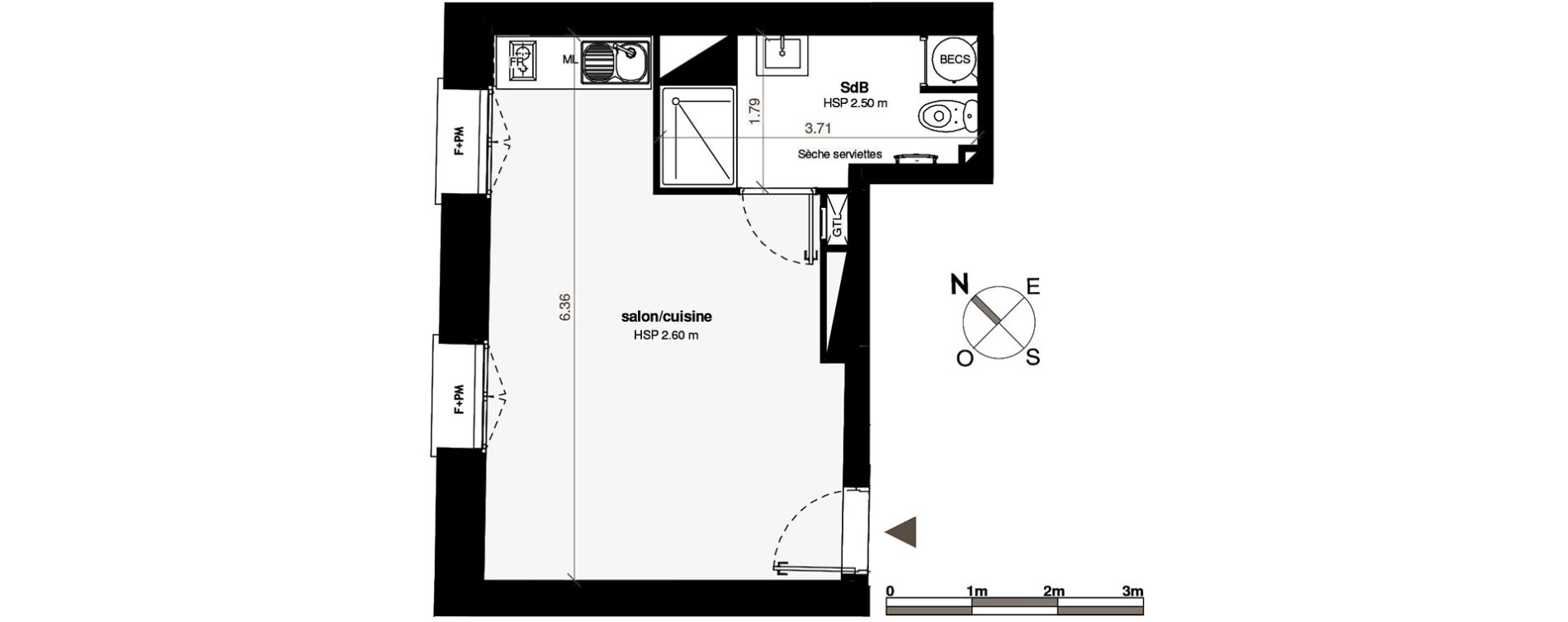 Appartement T1 de 27,24 m2 &agrave; Toulouse Chalets