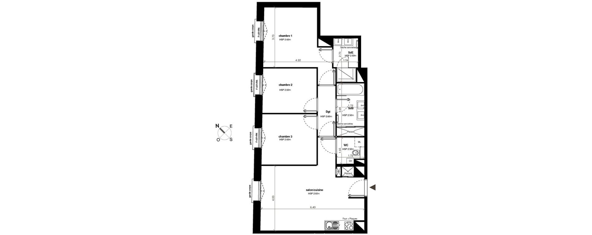 Appartement T4 de 77,05 m2 &agrave; Toulouse Chalets
