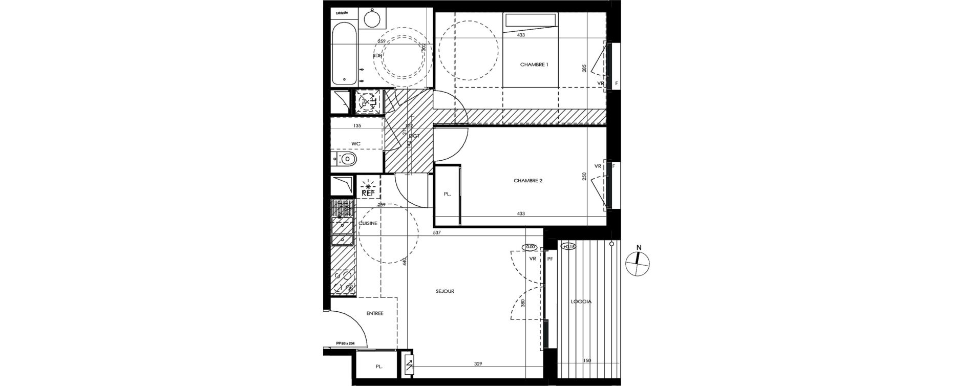 Appartement T3 de 55,93 m2 &agrave; Toulouse Patte d'oie