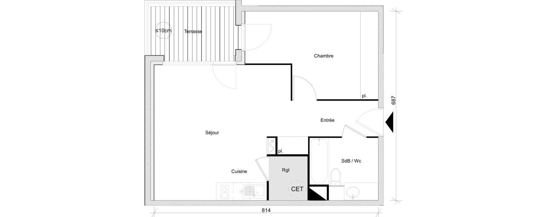 Appartement T2 de 48,08 m2 &agrave; Toulouse Lalande