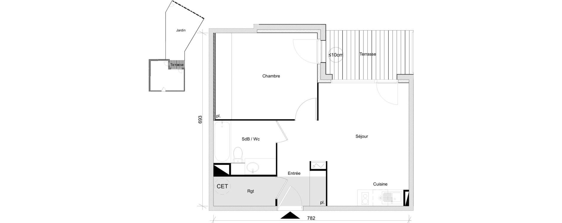 Appartement T2 de 45,07 m2 &agrave; Toulouse Lalande