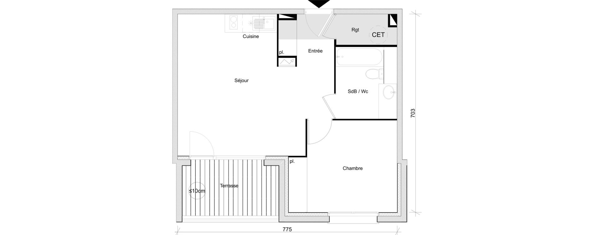 Appartement T2 de 45,34 m2 &agrave; Toulouse Lalande