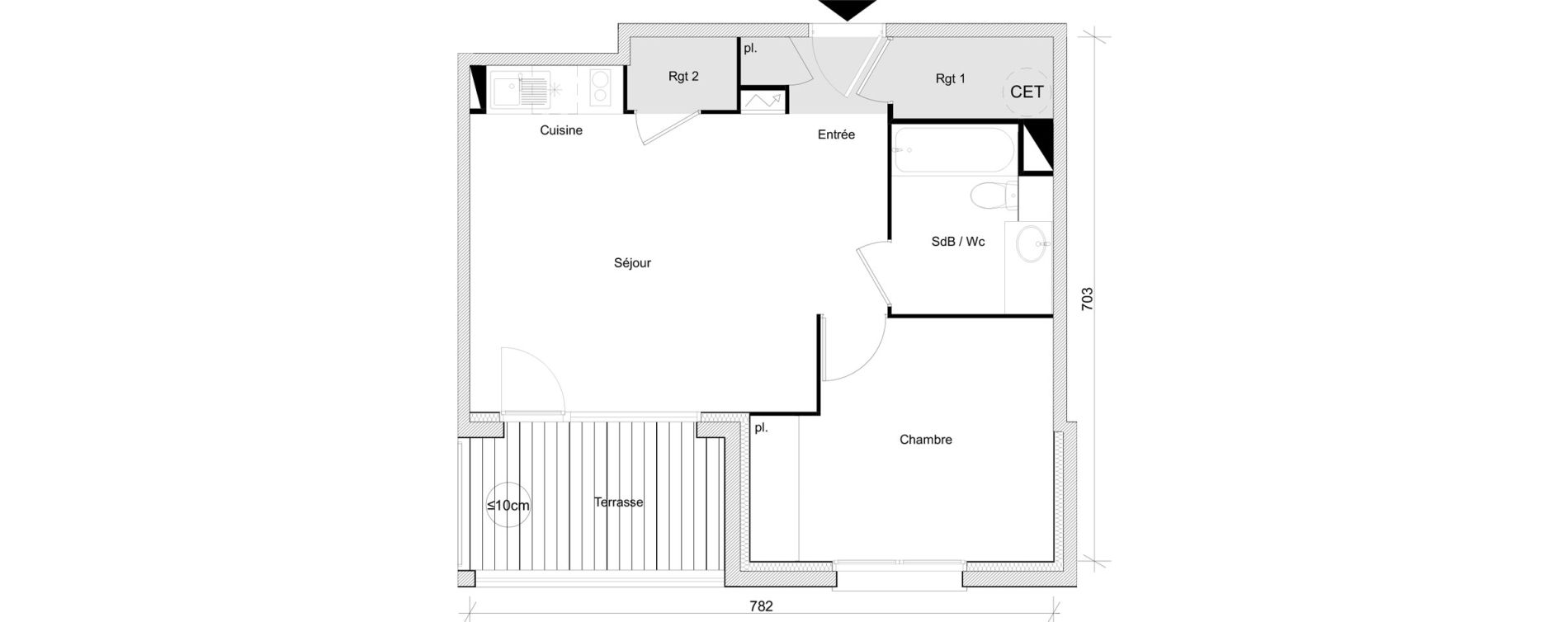 Appartement T2 de 45,07 m2 &agrave; Toulouse Lalande