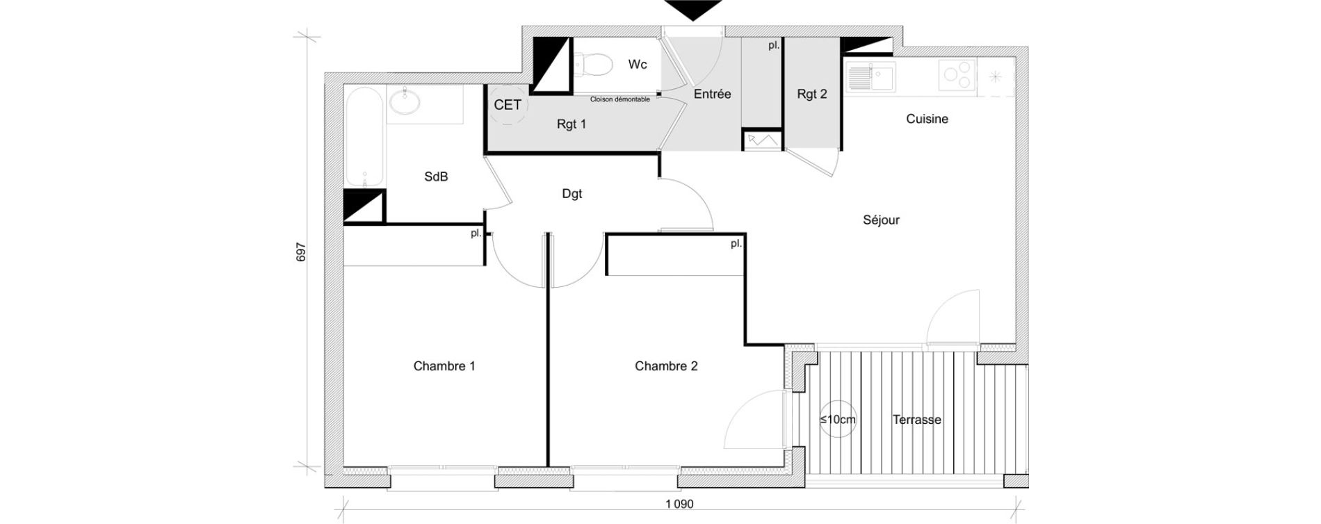 Appartement T3 de 62,38 m2 &agrave; Toulouse Lalande