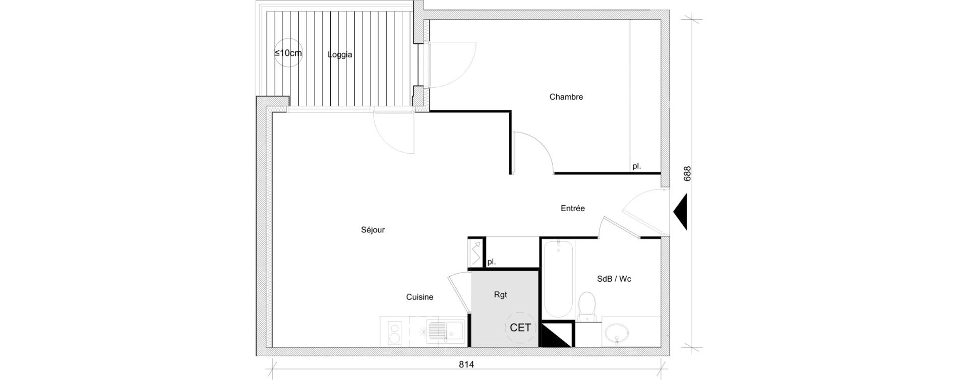 Appartement T2 de 48,08 m2 &agrave; Toulouse Lalande