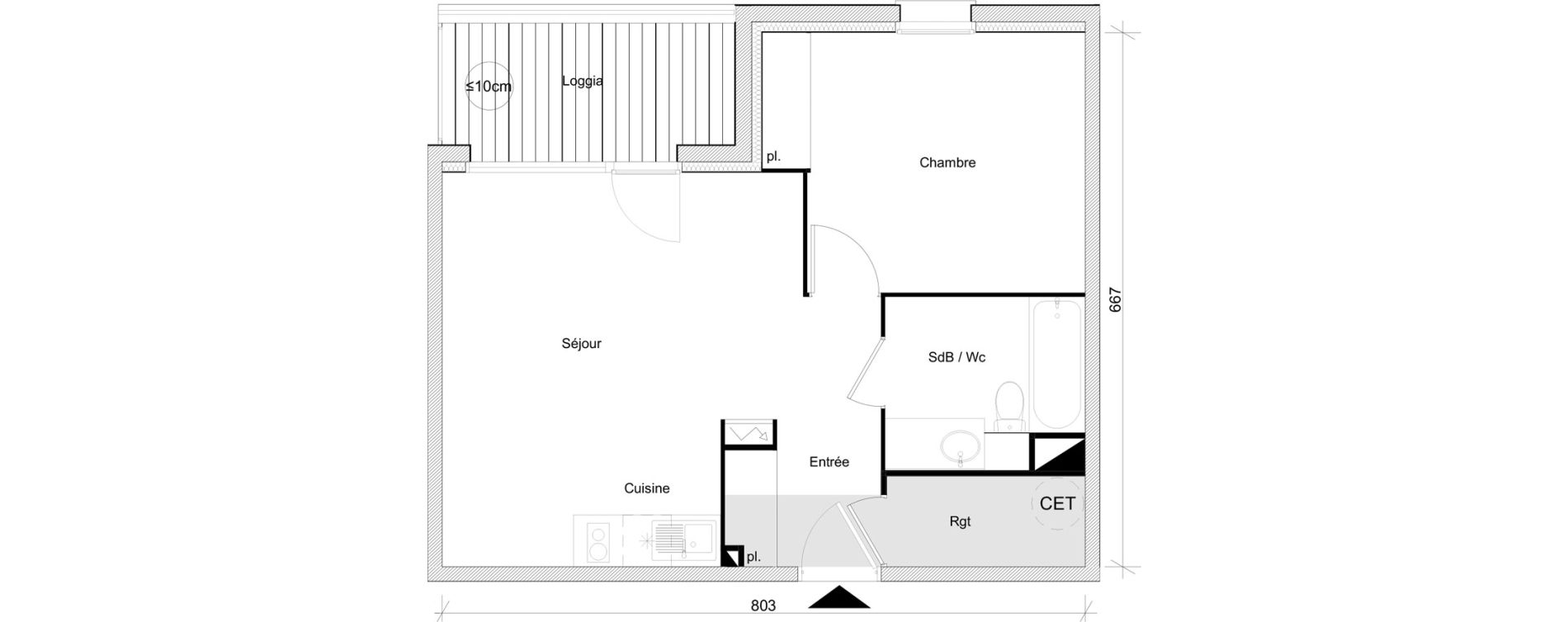 Appartement T2 de 45,22 m2 &agrave; Toulouse Lalande