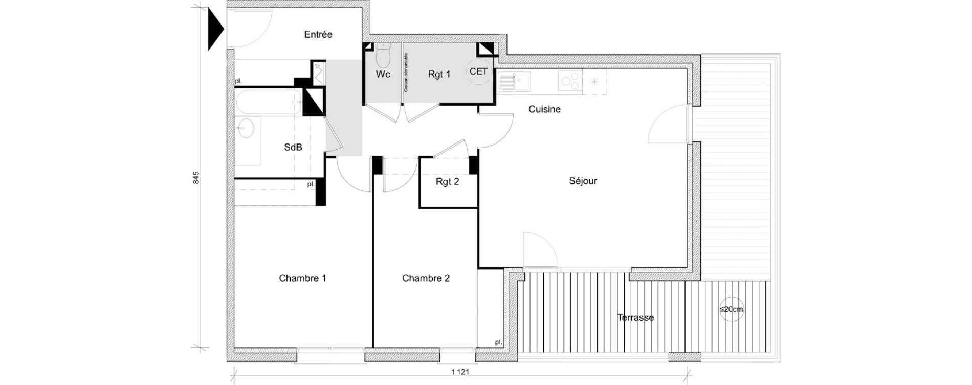 Appartement T3 de 72,68 m2 &agrave; Toulouse Lalande