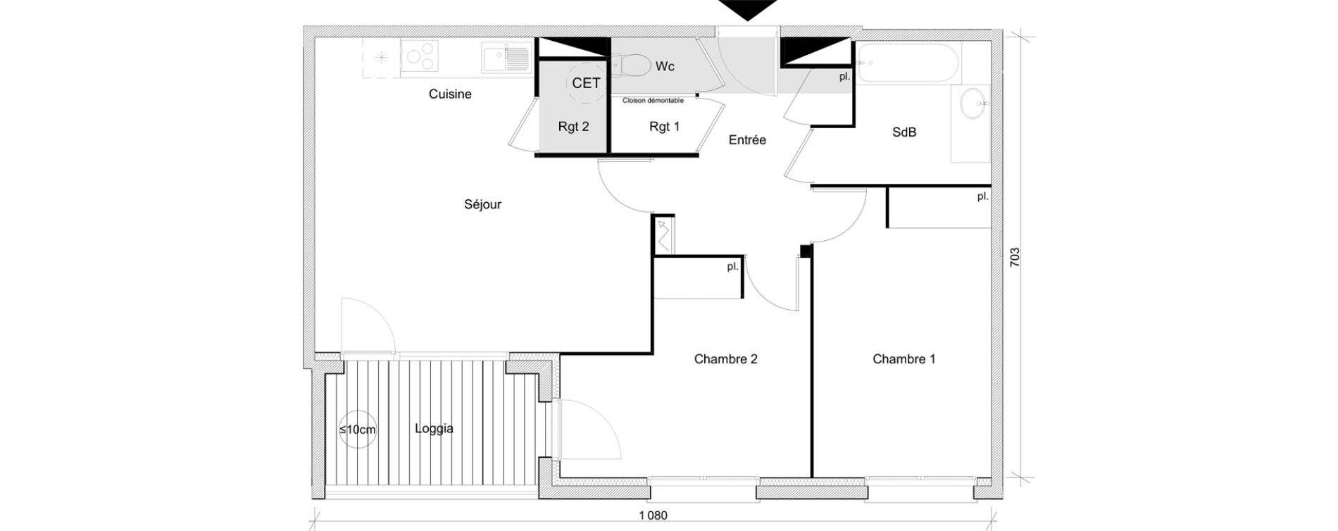 Appartement T3 de 65,13 m2 &agrave; Toulouse Lalande