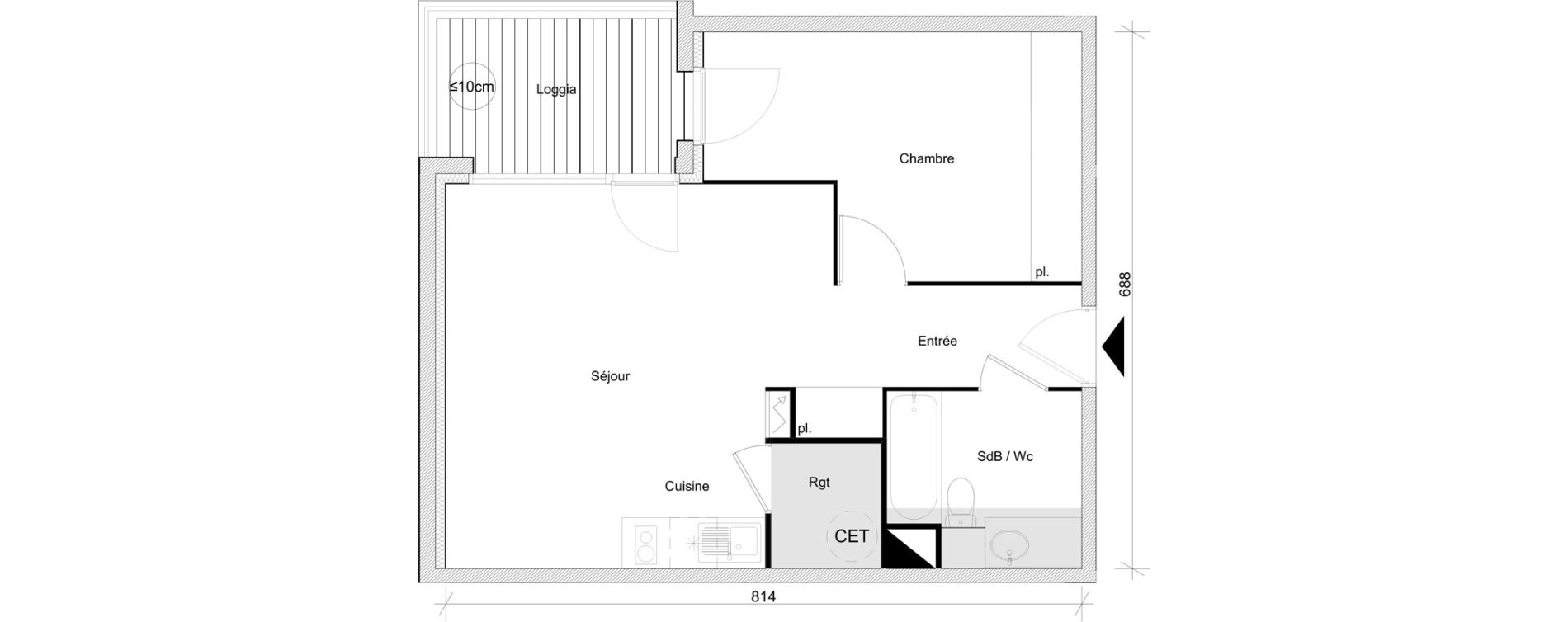 Appartement T2 de 48,09 m2 &agrave; Toulouse Lalande