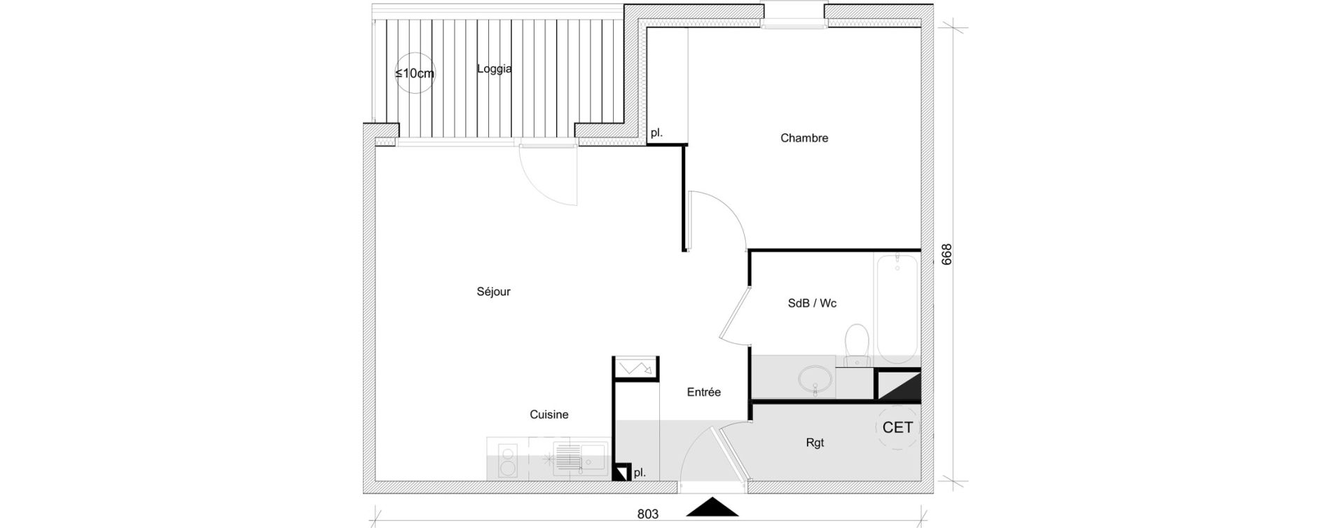 Appartement T2 de 45,22 m2 &agrave; Toulouse Lalande