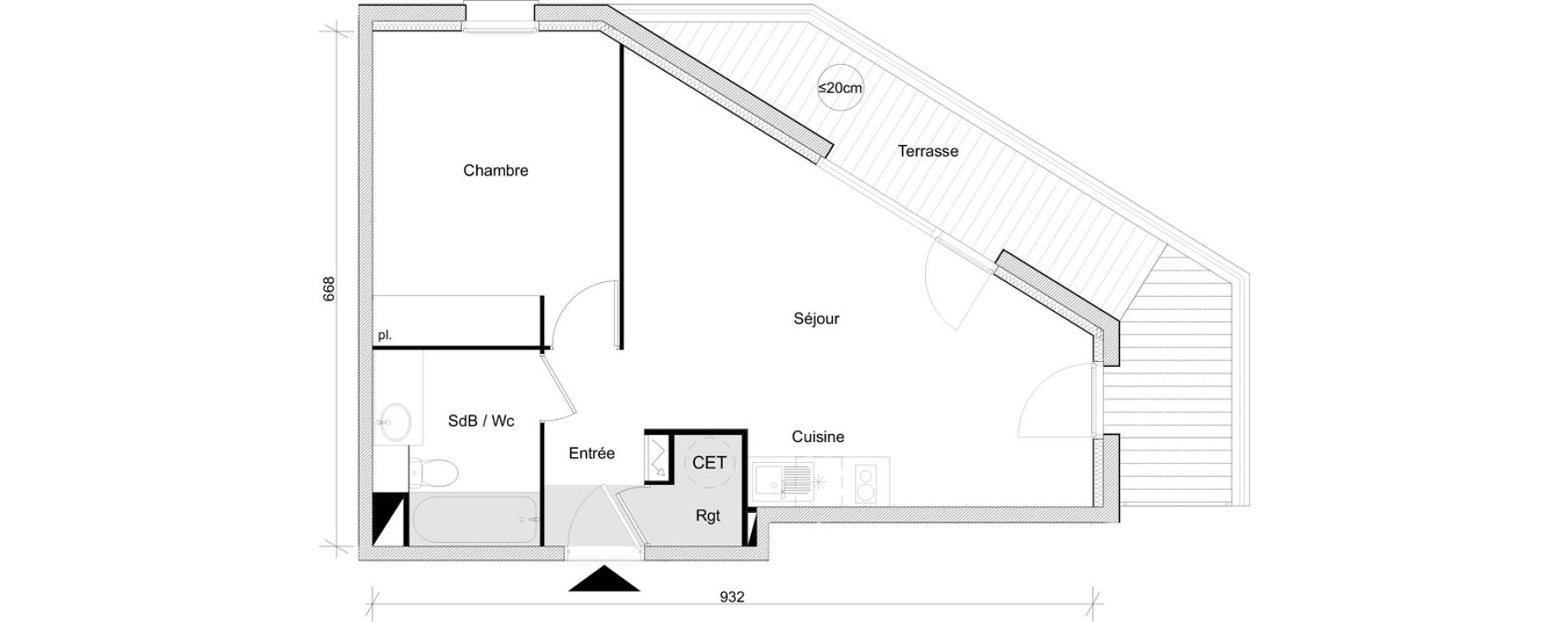 Appartement T2 de 46,01 m2 &agrave; Toulouse Lalande