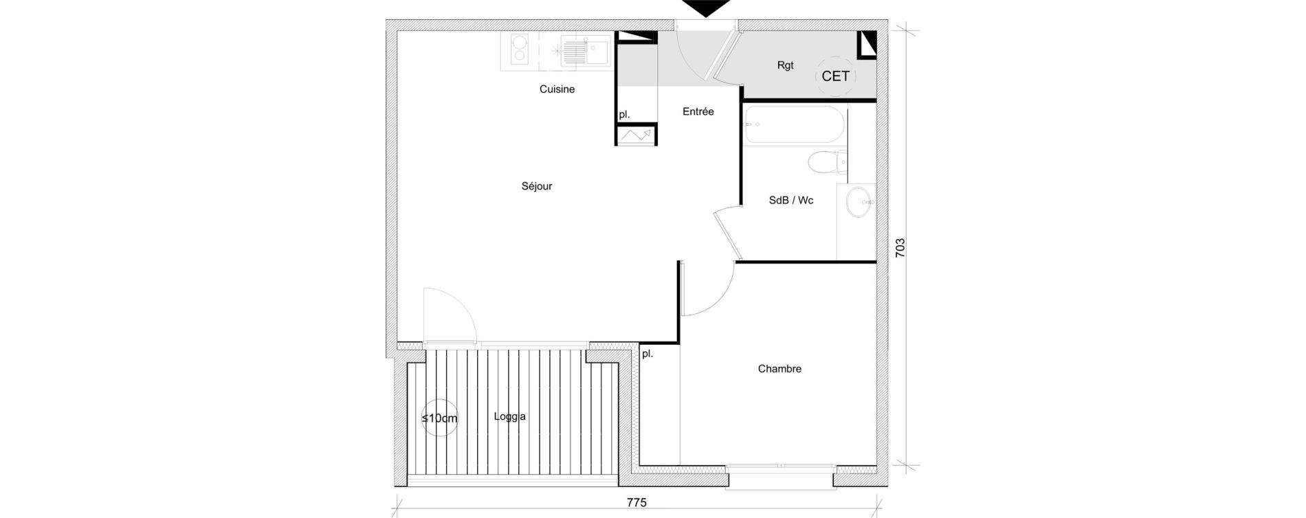 Appartement T2 de 45,34 m2 &agrave; Toulouse Lalande